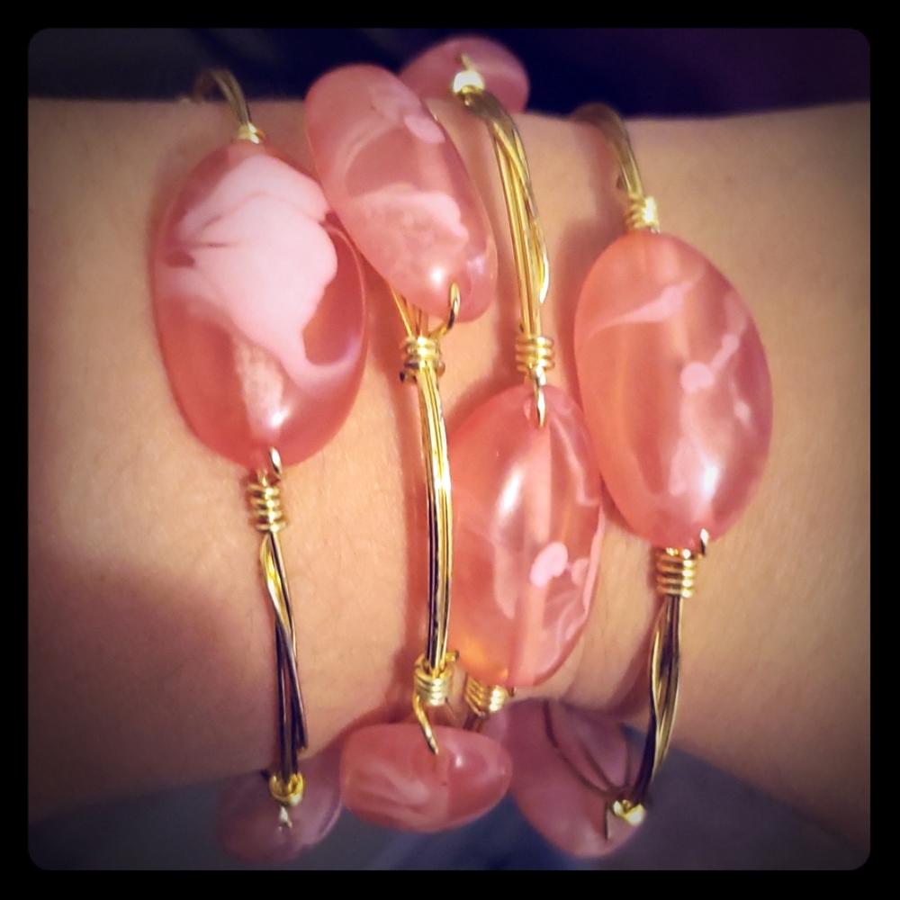 Four handmade stack bracelets